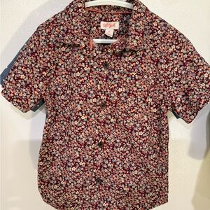 Cat & Jack Kids Floral Button-Down Shirt - Burgundy and Light Blue